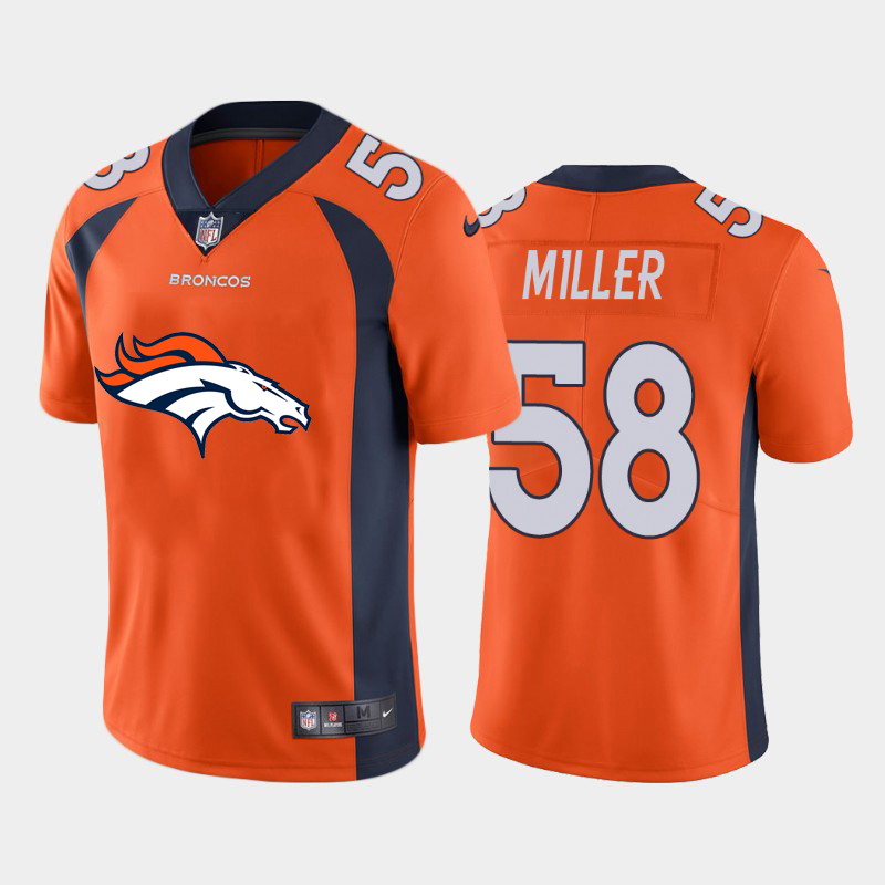 Men's Denver Broncos #58 Von Miller Orange 2020 Team Big Logo Limited Stitched Jersey